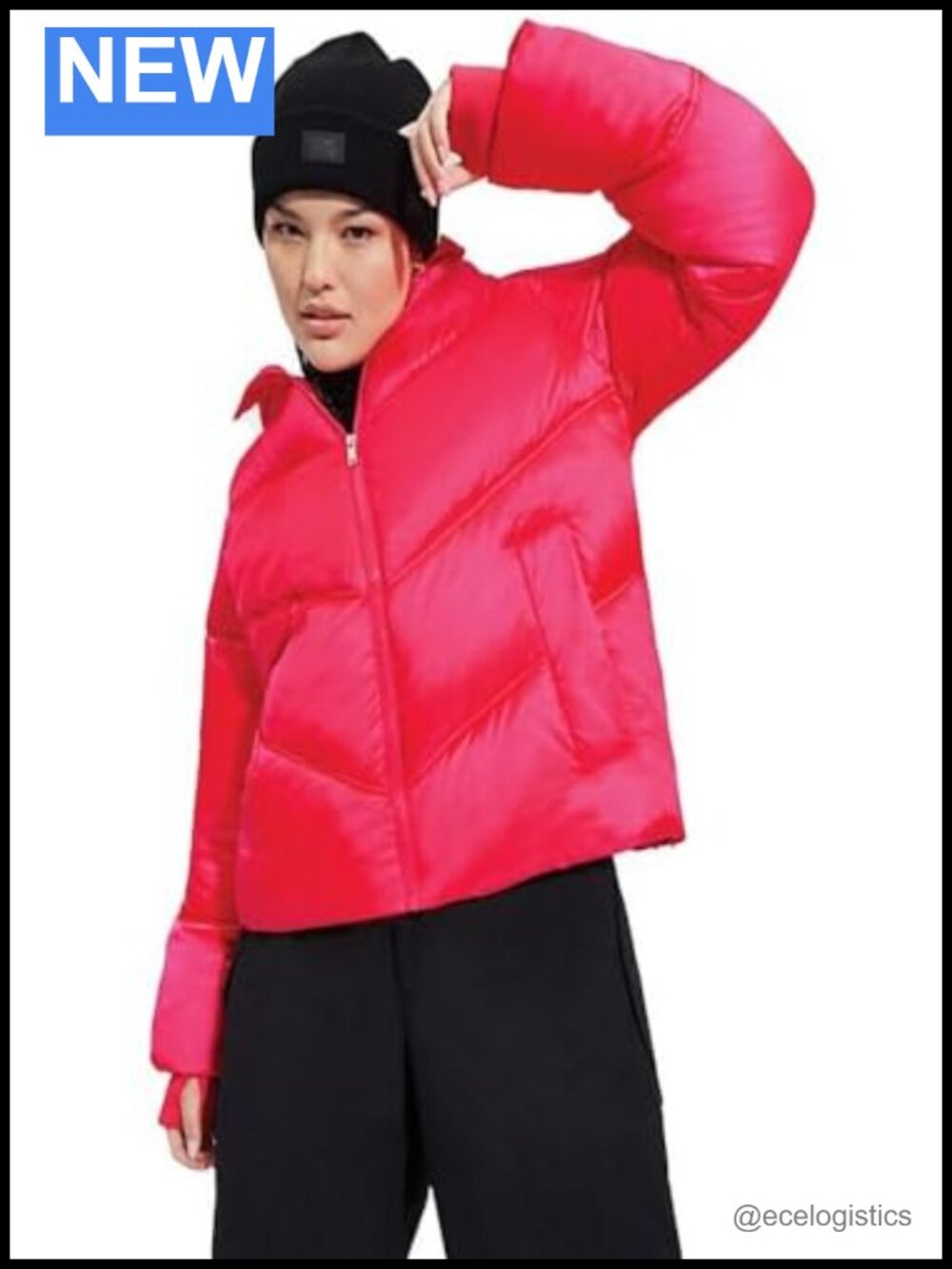 Cropped Puffer Jacket 100% Nylon Quilted Water Resistant Winter